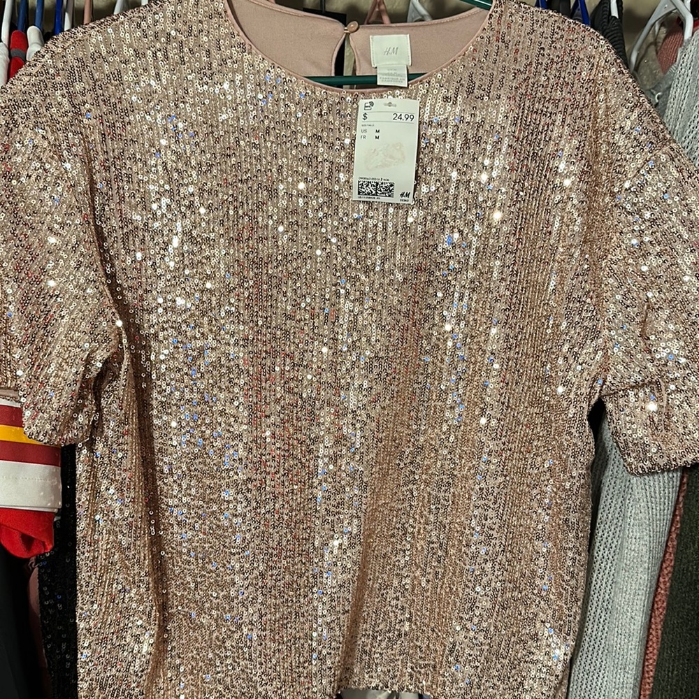 H&M Rose gold top